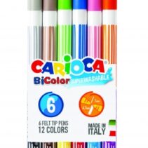 Carioca Bicolor Pack de 6 Rotuladores - Dos Colores por Rotulador - Tinta Superlavable - Punta Conica para Doble Trato de Escritura - Color Varios