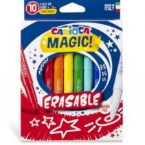 Carioca Magic Markers Pack de 10 Rotuladores Magicos Erasable - Tinta Magica Cambia de Color - Incluye Rotulador Magink para Borrar - Punta Maxi Bloqueada y con Tapa Ventilada - Color Varios