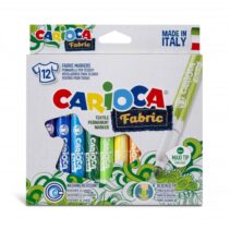 Carioca Fabric Pack de 12 Rotuladores para Tejidos - Punta Maxi Ø 6mm - Tinta Especial para Tejidos - Colores Indelebles - Planchar para Mayor Duracion y Brillo - Color Varios