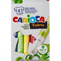 Carioca Fabric Pack de 6 Rotuladores para Tejidos - Punta Maxi Ø 6mm - Tinta Especial para Tejidos - Colores Indelebles Tras Aplicacion - Mayor Duracion y Brillo al Planchar Reverso - Color Varios