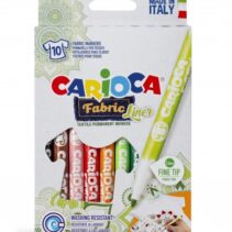 Carioca Fabric Pack de 10 Rotuladores para Tejidos - Punta Fina - Tinta Especial para Tejidos - Colores Indelebles - Punta Maxi Ø 2.6mm - Planchar para Mayor Duracion y Brillo - Color Varios