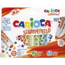 Carioca Stamperello Pack de 12 Rotuladores de Doble Punta - Punta Conica - Punta con Sellos - Tinta Lavable - Color Varios