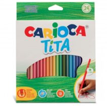 Carioca Tita Pack de 24 Lapices de Resina - Cuerpo Hexagonal - Colores Brillantes y Lavables - Escritura Blanda - Mina Ø 3mm Segura y Super Resistente a las Caidas - Color Varios