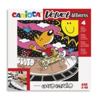 Carioca Pack de 4 Ilustraciones de Terciopelo para Colorear - Suave Textura - Desarrolla Destreza y Creatividad - Colaboracion con Cento Canesio - Color Varios