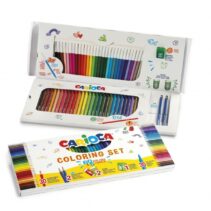 Carioca Joy Pack de 65 Piezas para Colorear - 30 Rotuladores Super Lavables - 30 Lapices de Color Superfuertes - 2 Gomas de Borrar - 2 Lapices de Grafito HB - 1 Sacapuntas con Deposito - Color Varios