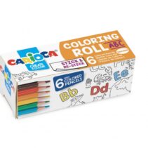 Carioca Mini Coloring Roll Abc de Papel Adhesivo para Colorear + 6 Lapices de Colores - Aplicable en Superficies Verticales u Horizontales - Reutilizable sin Residuos