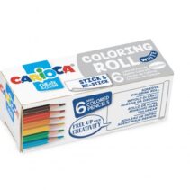 Carioca Mini Coloring Roll White Papel Adhesivo para Colorear - Aplicable en Superficies Verticales u Horizontales - Reutilizable sin Residuos - Incluye 6 Lapices de Colores - Color Varios