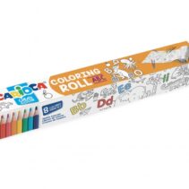 Carioca Coloring Roll Abc Rollo de Papel Adhesivo para Colorear - Aplicable en Superficies Verticales u Horizontales - Pegable y Despegable sin Residuos - Incluye 8 Lapices de Colores - Color Varios