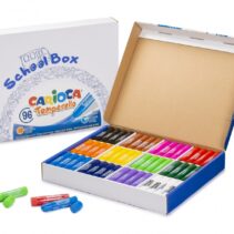 Carioca Temperello School Box Pack de 96 Temperas Solidas - Colores Brillantes y Lavables - Gran Cobertura - Faciles de Mezclar - Acabado Satinado - Secado Rapido - Colores Surtidos