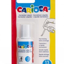 Carioca Corrector Liquido - Pincel de Nylon Suave y Preciso - Apto para Todo Tipo de Papel - Secado Rapido - Color Blanco