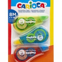 Pack Carioca Corrector de Cinta 2+1 - Cubriente - Se Puede Volver a Escribir Enseguida - Ideal para Cualquier Tipo de Papel - Color Varios