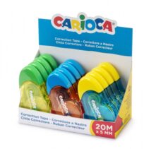 Carioca Tape Expositor de 12 Correctores de Cinta - 20mx5mm - Cubriente - Se Puede Volver a Escribir Enseguida - Ideal para Cualquier Tipo de Papel - Color Varios