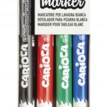 Carioca Pack de 4 Rotuladores para Pizarra Blanca Punta Fina - Secado Rapido - Se Borra Facilmente - Punta de Ø 2.8mm - Color Varios