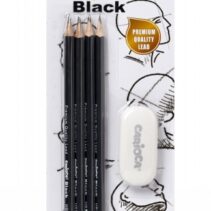 Carioca Blister de 4 Lapices de Grafito Black HB + Goma - Faciles de Borrar y Sacar Punta - Cuerpo Triangular Agradable al Tacto - Mina Resistente a Caidas - Color Negro