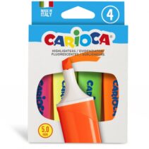 Carioca Memolight Pack de 4 Subrayadores - Punta Biselada de 5mm - Colores Brillantes y Lavables - Tinta a Base de Agua - Color Varios