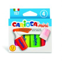 Carioca Minilight Pack de 4 Subrayadores - Punta Biselada de 5mm - Brillantes y Lavables - Tinta a Base de Agua - Color Varios