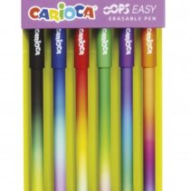 Carioca Oops Easy Blister de 6 Boligrafos Borrables - Tinta Termo Sensible - Cuerpo con Efecto Degradado - Punta de Ø 0.7mm - Doble Goma - Color Varios