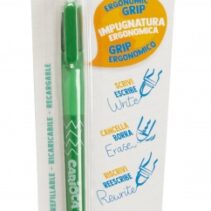 Carioca Oops Blister Boligrafo Borrable - Tinta Termo Sensible - Empuñadura Ergonomica Triangular - Punta de Ø 0.7mm - Doble Goma - Recambios Compatibles - Color Verde