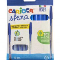 Carioca Sfera Flowpack Pack de 10 de Boligrafo - Punta Ø 1mm - Capuchon y Retro del Color de la Tinta - Escritura Super Deslizante - Paquete de Papel - Color Azul