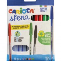 Carioca Sfera Flowpack Pack de 10 Boligrafo - Punta Ø 1mm - Capuchon y Retro del Color de la Tinta - Escritura Super Deslizante - Paquete de Papel - Color Varios