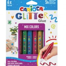 Carioca Glitter Glue Multiglitter Blister de 6 Tubitos de Cola de Color - para Decorar con Efecto Glitter - Se Aplica Directamente sobre la Superficie - Seca en 30 Minutos - Color Varios