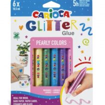 Carioca Glitter Glue Pearly Blister de 6 Tubitos de Cola de Color - Efecto Glitter - Aplicacion Directa - Secado en 30 Minutos - Color Varios