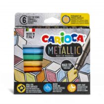 Carioca Metallic Maxi Pack de 6 Rotuladores - Punta Maxi Ø 6mm - Ideales para Superficies Oscuras - Colores Permanentes en Superficies Porosas - Color Varios