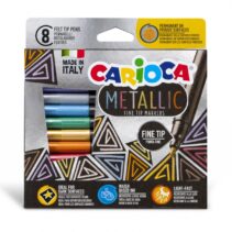 Carioca Metallic Fine Pack de 8 Rotuladores Metalicos - Punta Fina - Ideales para Superficies Oscuras - Colores Permanentes en Superficies Porosas - Tinta a Base de Agua - Color Varios