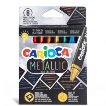 Carioca Metallic Pack de 8 Ceras Metalicas - Cuerpo Maxi Triangular - Colores Cubrientes para Superficies Oscuras - Faciles de Limpiar - Color Varios