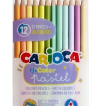 Carioca Bi-Color Pack de 12 Lapices - 24 Colores Pastel - Cuerpo Triangular - Colores Brillantes y Lavables - Escritura Blanda - Color Varios