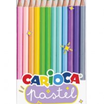 Carioca Pack de 12 Lapices de Madera Pastel - Colores Pastel - Cuerpo Hexagonal - Colores Brillantes y Lavables - Escritura Blanda - Mina Ø 3.3mm Segura y Resistente a las Caidas - Color Varios