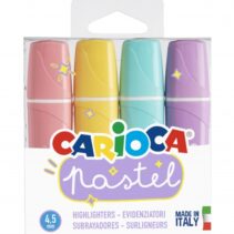 Carioca Memolight Pack de 4 Subrayadores Pastel - Tinta a Base de Agua y Lavable - Punta Biselada - Color Varios