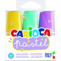 Carioca Minilight Pack de 3 Subrayadores Pastel - Tinta a Base de Agua y Lavable - Punta Biselada - Color Varios