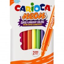 Carioca Neon Pack de 8 Rotuladores - Tinta Fluorescente - Perfecto para Colorear y Subrayar - Lavable de la Piel y Tejidos - Punta Conica para Doble Trazo - Color Varios