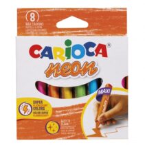 Carioca Ceras Neon Pack de 8 Ceras - Cuerpo Maxi Triangular - Colores Cubrientes - Faciles de Limpiar - Color Varios