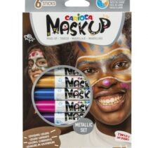 Carioca Mask Up Pack de 6 Colores Metalicos para la Piel - Ideales para Fiestas - Colores Brillantes y Lavables - Mezclables - 2 Tutoriales Incluidos - Color Varios