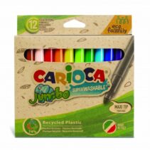 Carioca Jumbo Eco Family Pack de 12 Rotuladores - Punta Maxi 6mm - Tinta Superlavable - Capuchon Ventilado - Color Varios