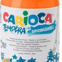 Carioca Botella Tempera 500ml - Colores Superlavables - Faciles de Mezclar - Aplicable en Materiales Porosos - Alta Opacidad - Color Naranja