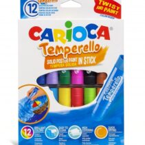 Carioca Temperello Pack de 12 Temperas Solidas - Colores Brillantes y Lavables - Gran Cobertura - Faciles de Mezclar - sin Disolventes - Acabado Satinado - Color Varios