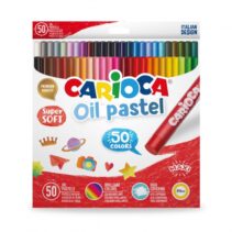 Carioca Pack de 50 Pasteles al Oleo - Colores Brillantes - Lavables - Resistentes a la Luz - Cubrientes - Faciles de Mezclar - Maxi Cuerpo Ø 10mm - Uso en Papel