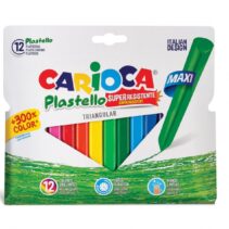 Carioca Maxi Pack de 12 Plasticeras Triangulares - Extra Limpias - Duran 3 Veces mas - Colores Brillantes - Faciles de Afilar - Lavables - Color Varios