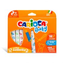 Carioca Baby Marker Pack de 12 Rotuladores - Punta Redonda y Bloqueada - Cuerpo de Gran Dimension - Superlavables - Dermatologicamente Testados - Color Varios