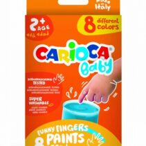 Carioca Tempera Baby Pack de 8 Botes de Pintura de Dedos 2+ - Lavable - Atoxica - sin Olor - Maxima Creatividad y Diversion - Color Varios