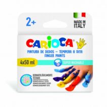 Carioca Temperas Dedo 50ml Pack de 4 Botes de Pintura de Dedos - Pensada para los mas Pequeños - Lavable de la Piel y Tejidos - Atoxicas y sin Olor - Maxima Creatividad y Diversion - Color Varios