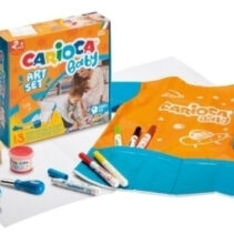 Pack Carioca Baby Creator Caja de Juegos con 12 Productos para Bebes - 1 Hoja de Papel - 1 Delantal Impermeable - 1 Cepillo Baby 2+ - 4 Pinturas de Dedos 2+ - 6 Marcadores Baby Valorous 2+ - Color Varios