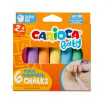 Carioca Tizas Maxi Multicolor Baby Pack de 6 Tizas - sin Polvo - Certificado a Partir de 24 Meses - Colores Brillantes - Lavables - Faciles de Borrar - Color Varios