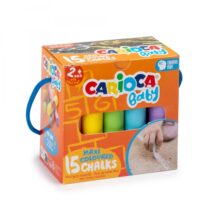 Carioca Tizas Maxi Multicolor Baby Pack de 15 Tizas - sin Polvo - Certificado a Partir de 24 Meses - Colores Brillantes - Lavables - Faciles de Borrar - Bote con Asa - Color Varios