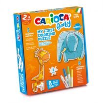 Carioca Coloring Puzzle Animals Baby 2+ Pack de Puzzle Super Simple para Niños - 2 Animales de 3 Piezas - Piezas para Colorear - 2 Animales de Referencia - 8 Rotuladores Superlavables - Color Varios