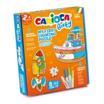 Carioca Coloring Puzzle Transports Baby 2+ Pack de Puzzle para Niños - 2 Medios de Transporte de 3 Piezas - 2 Transportes de Referencia - 8 Rotuladores Superlavables - Color Varios