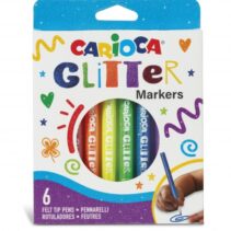 Carioca Glitter Caja 6 Rotuladores - Punta Ø 1mm - Tinta Liquida a Base de Agua - Punta de Alta Calidad - Efecto Glitter - Resistente a la Luz - Color Varios